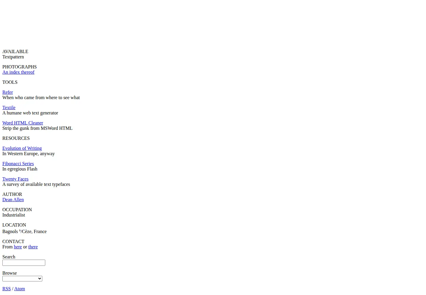 Captured homepage of textism.com in the current scan