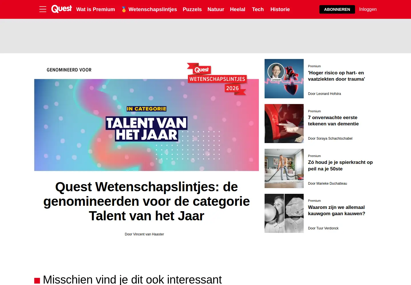 Captured homepage of quest.nl in the current scan