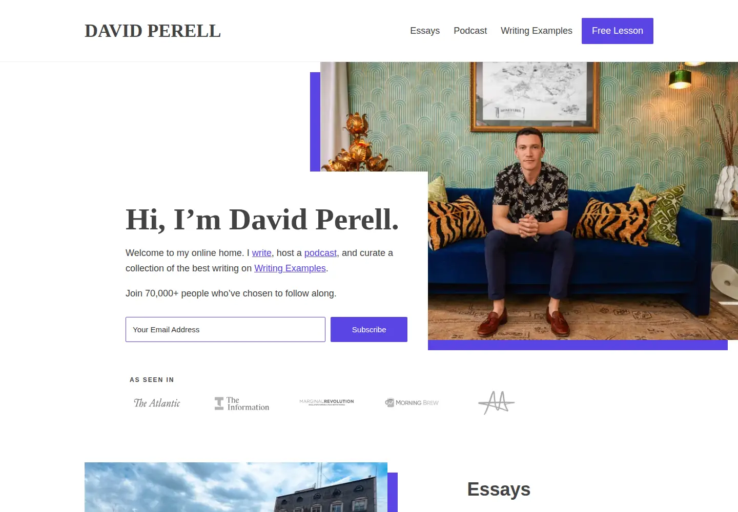 Captured homepage of perell.com in the current scan