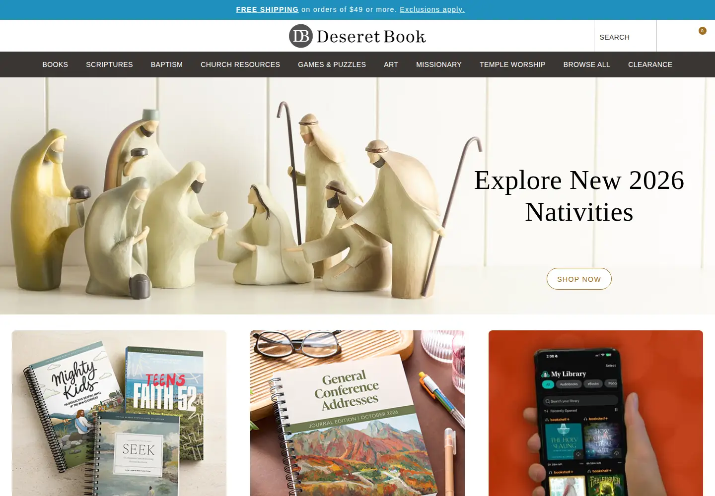 Captured homepage of deseretbook.com in the current scan