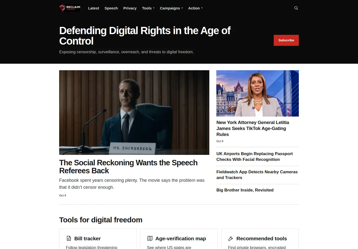 Screenshot of reclaimthenet.org