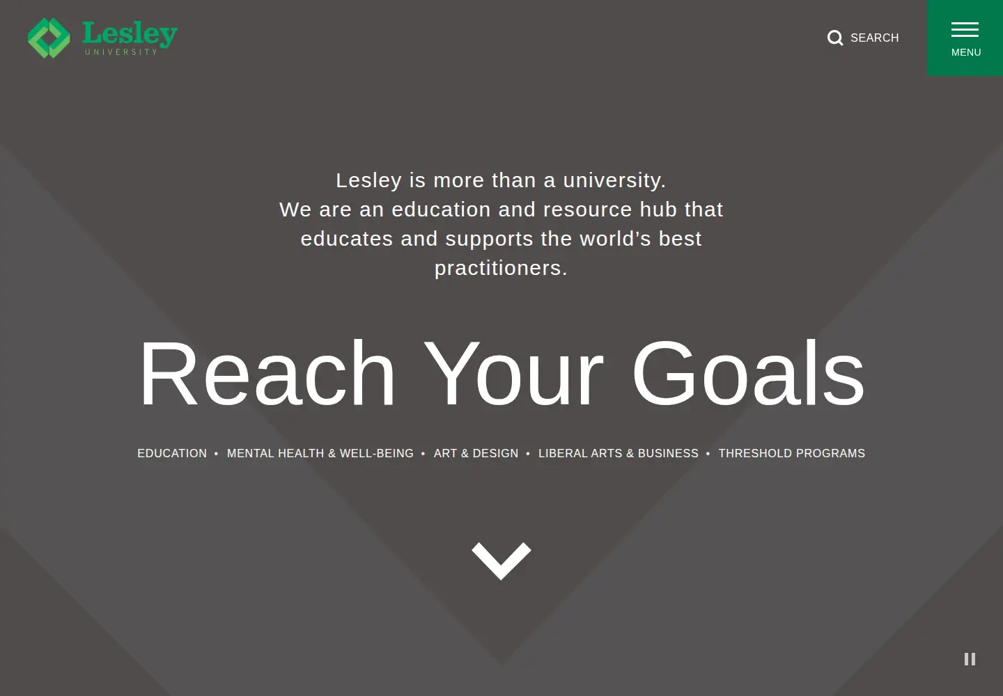 Captured homepage of lesley.edu in the current scan