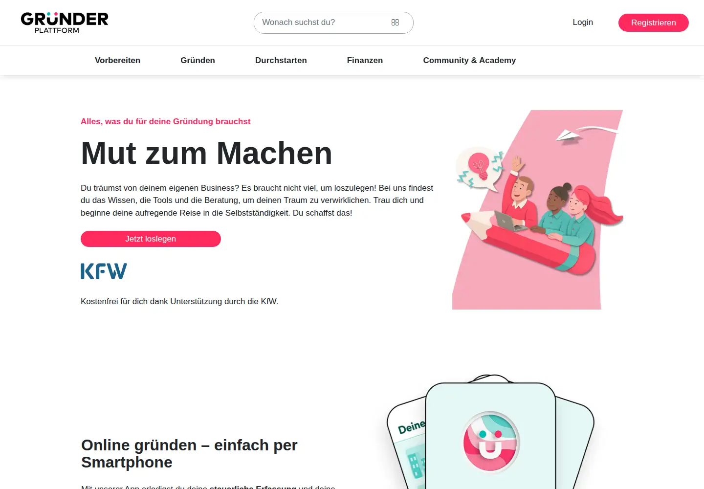 Screenshot of gruenderplattform.de