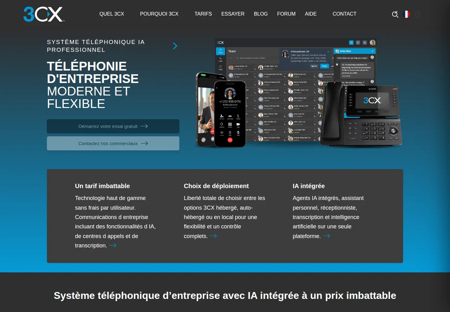 Captured homepage of 3cx.fr in the current scan