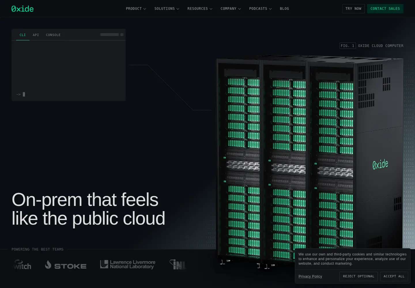 Captured homepage of oxide.computer in the current scan