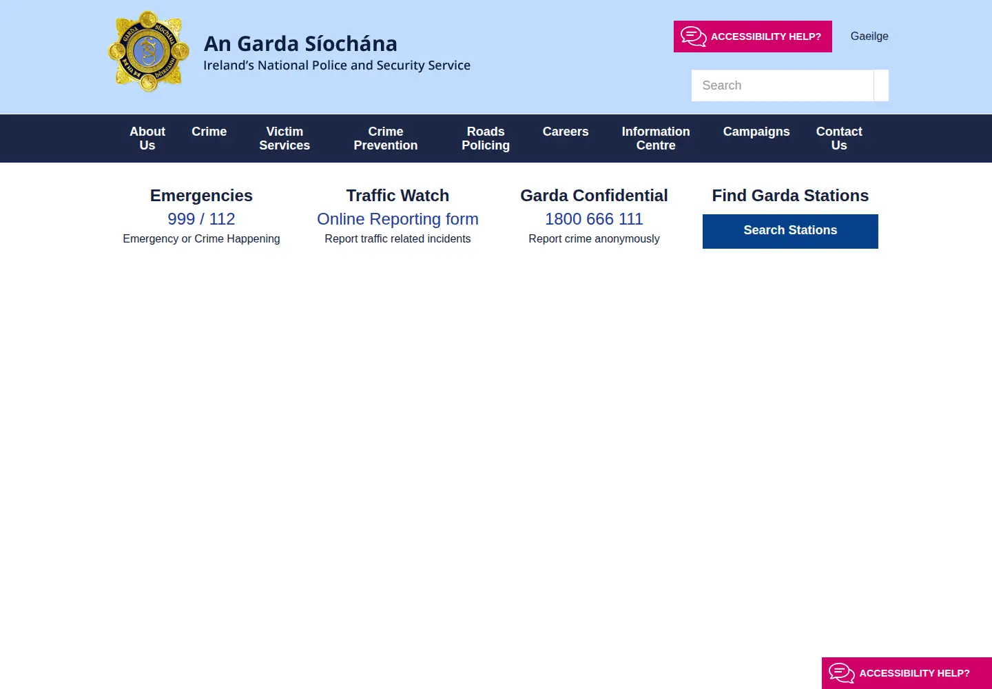 Screenshot of garda.ie