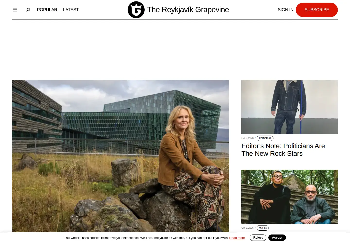 Captured homepage of grapevine.is in the current scan