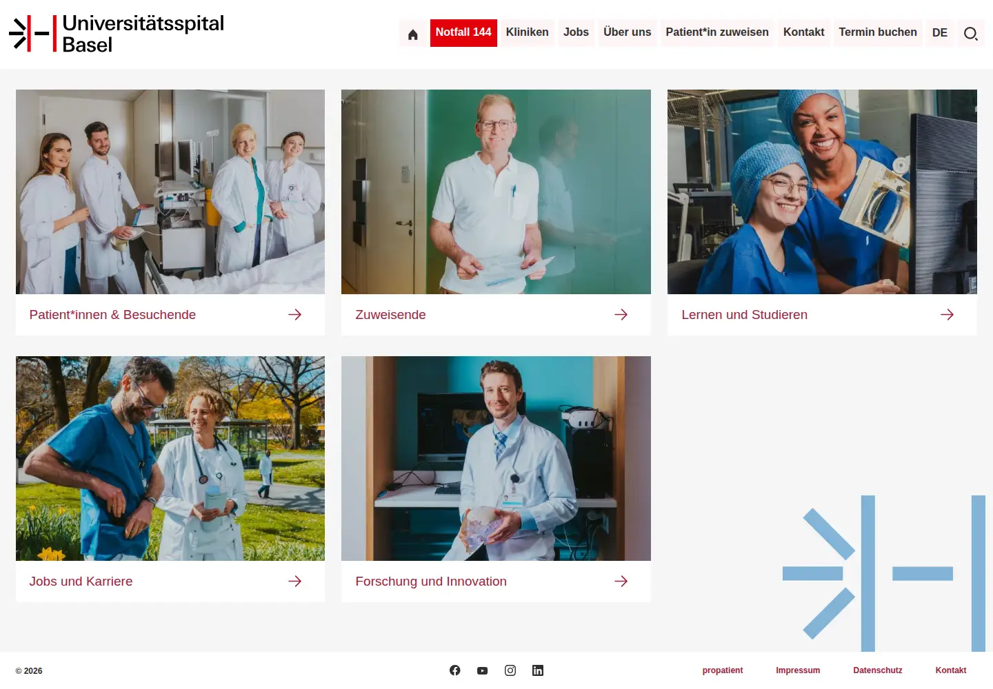 Screenshot of unispital-basel.ch
