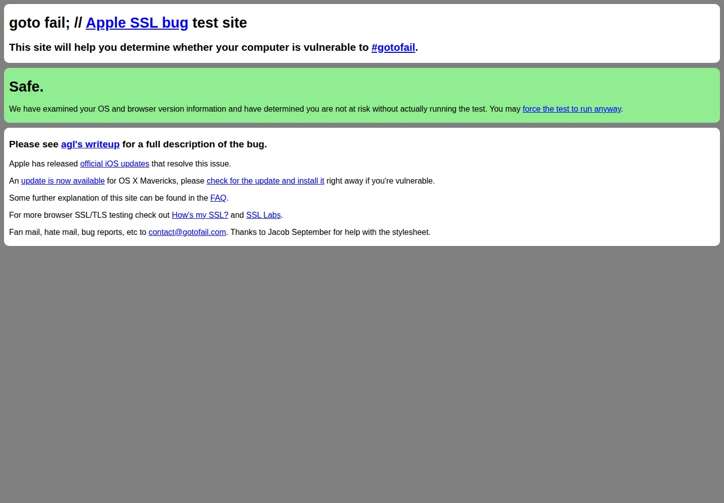 Captured homepage of gotofail.com in the current scan