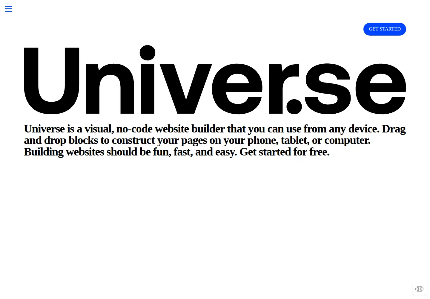 Captured homepage of univer.se in the current scan