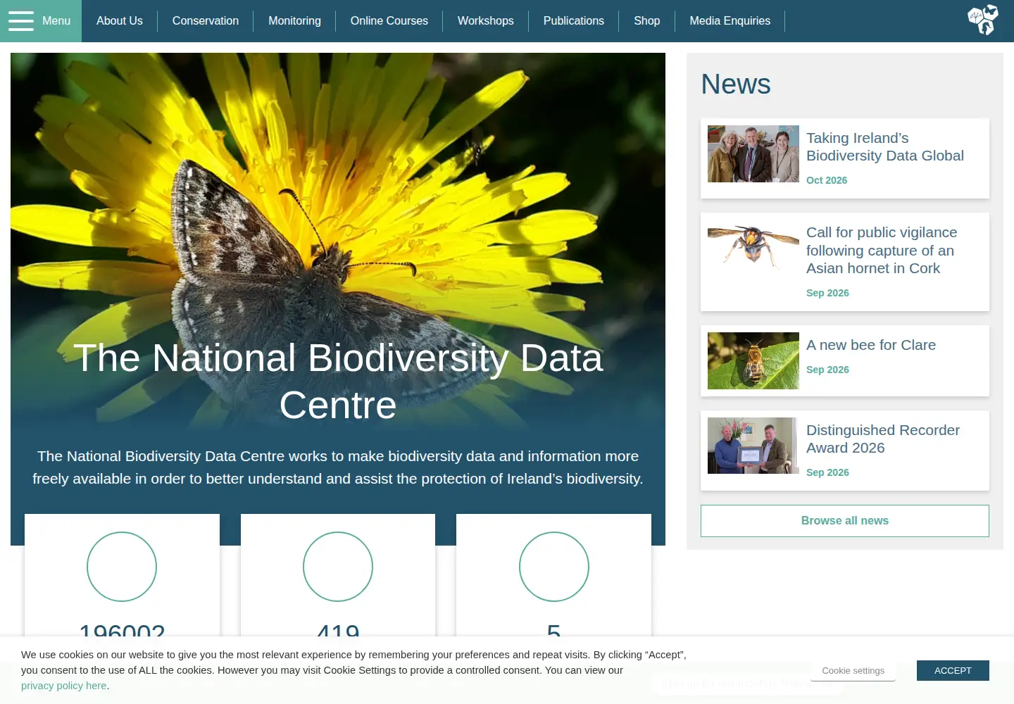Captured homepage of biodiversityireland.ie in the current scan