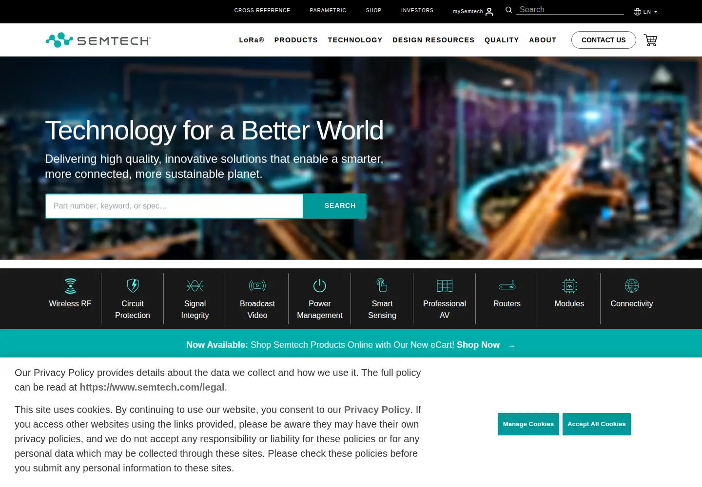 Screenshot of semtech.com