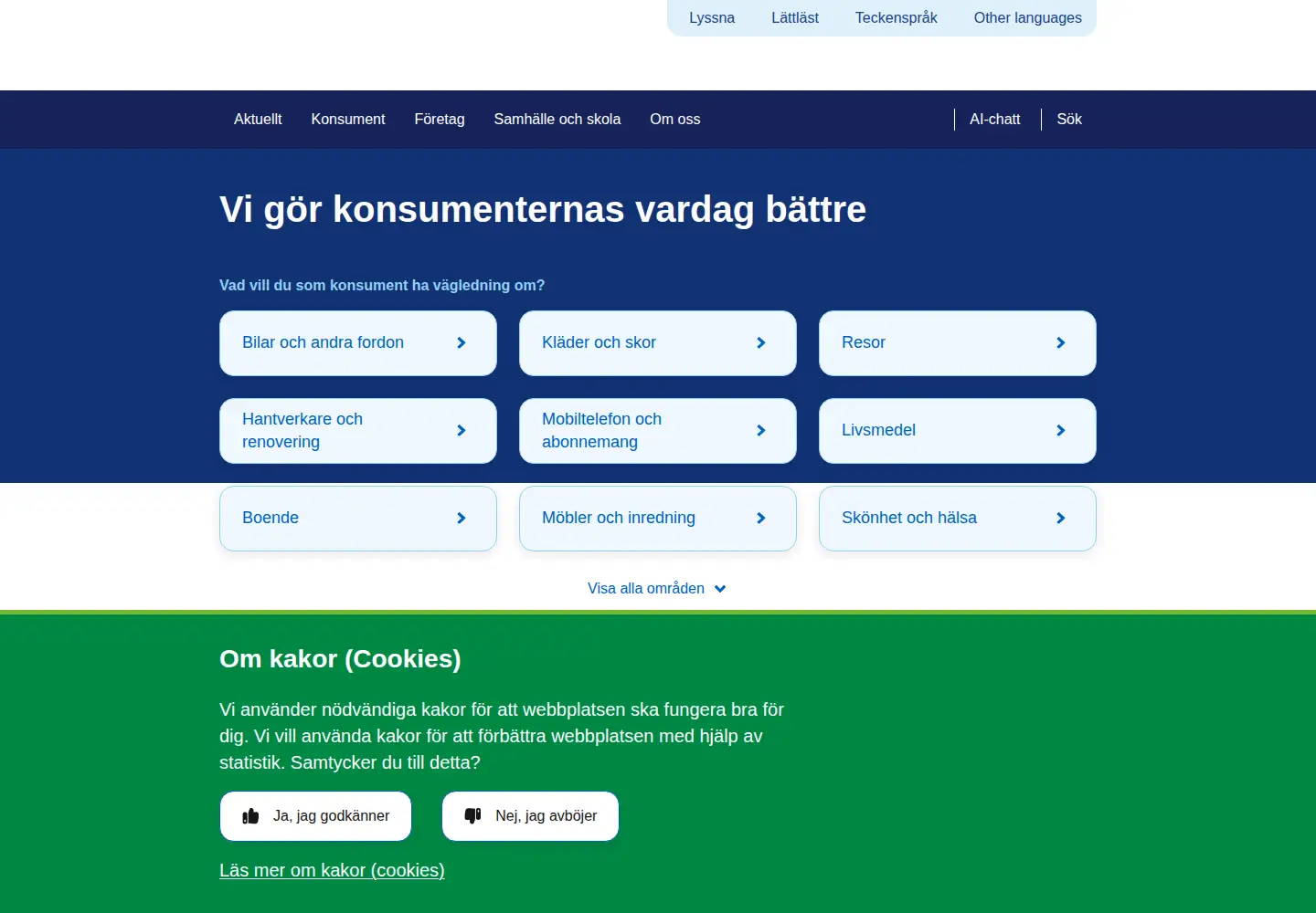 Captured homepage of konsumentverket.se in the current scan