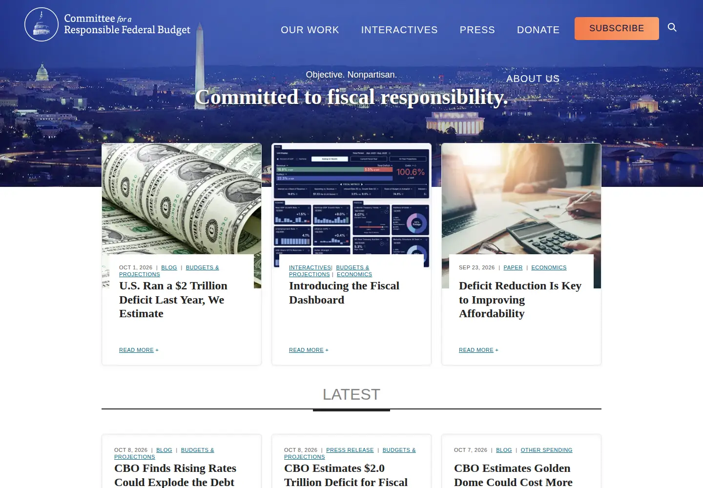 Captured homepage of crfb.org in the current scan