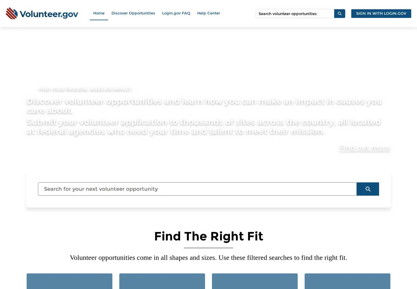 Screenshot of volunteer.gov
