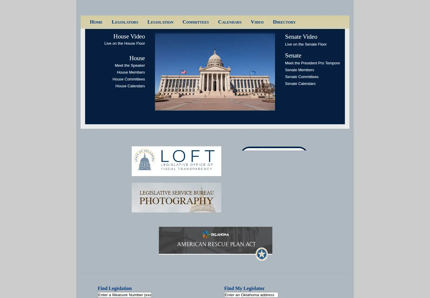Screenshot of oklegislature.gov