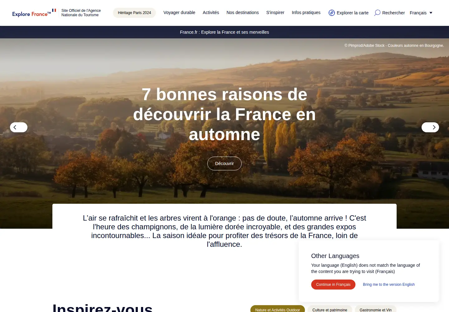 Screenshot of france.fr