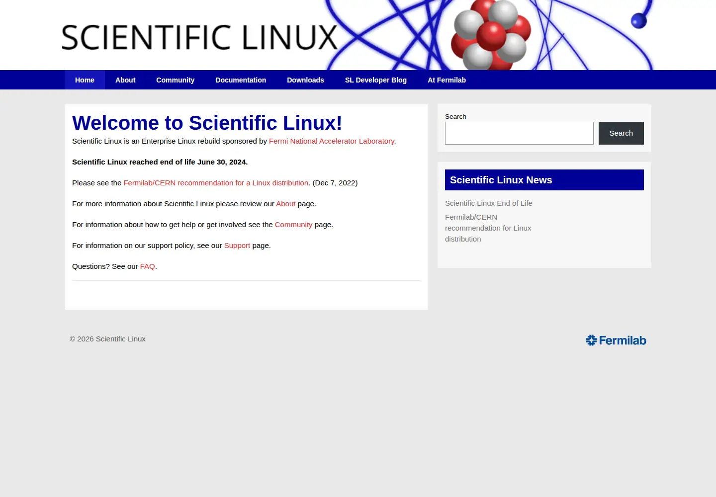 Screenshot of scientificlinux.org