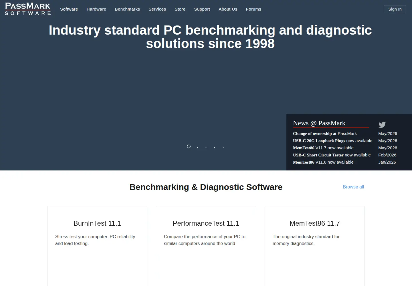 Screenshot of passmark.com