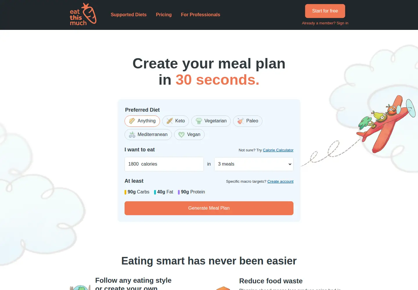 Captured homepage of eatthismuch.com in the current scan