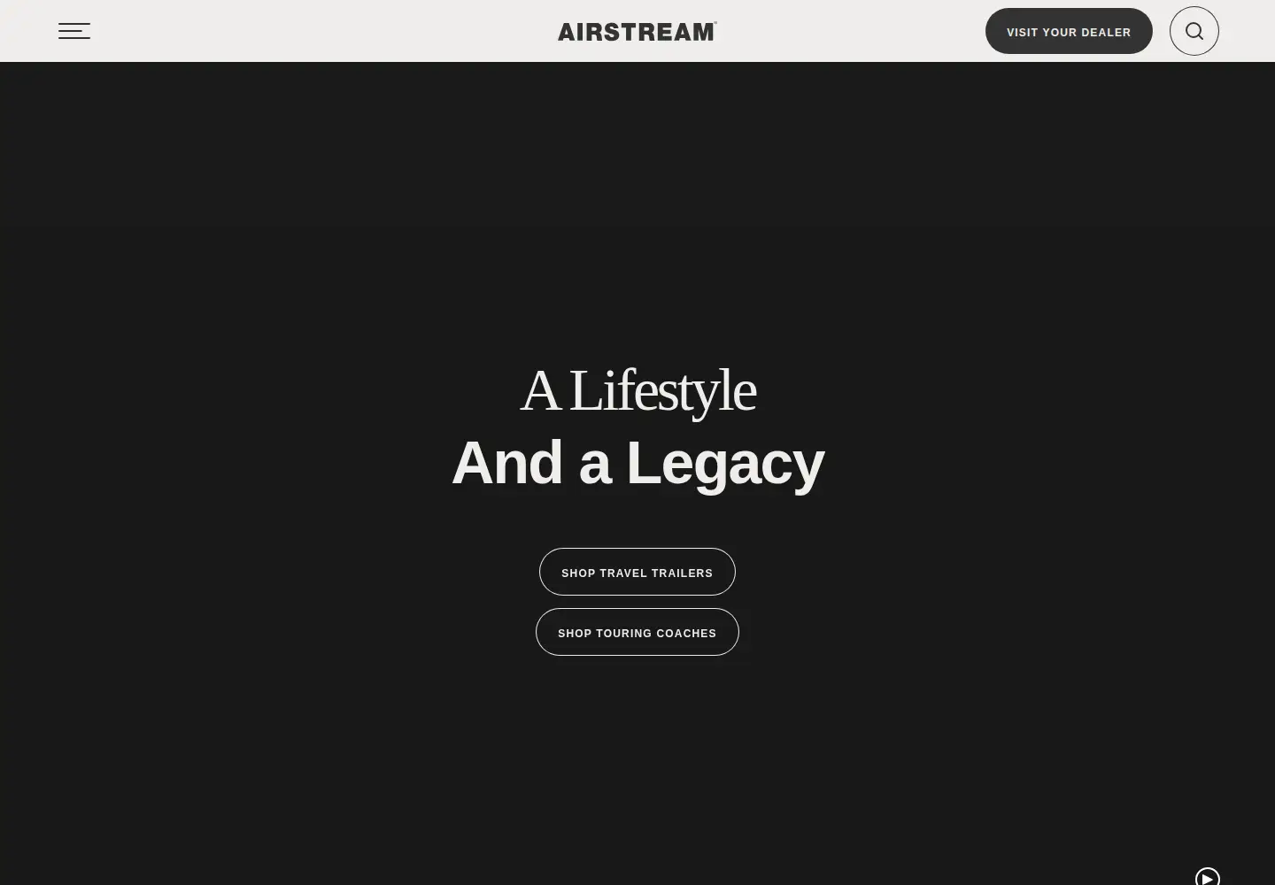 Captured homepage of airstream.com in the current scan