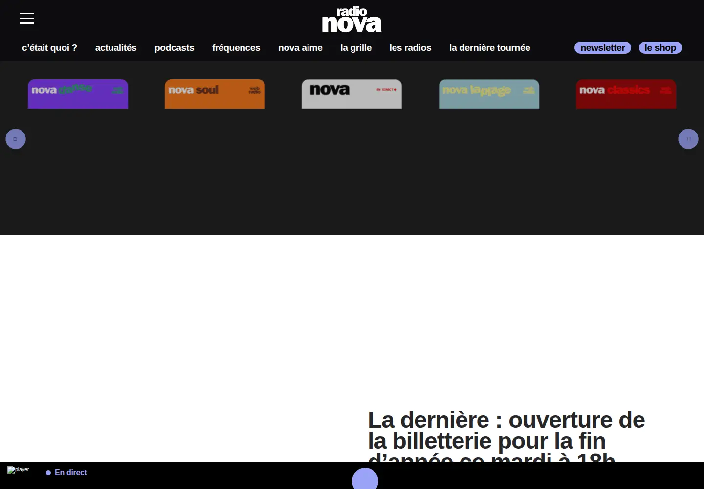 Captured homepage of nova.fr in the current scan