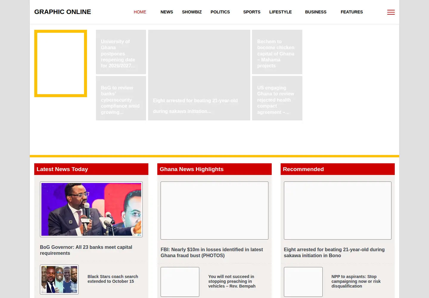 Screenshot of graphic.com.gh