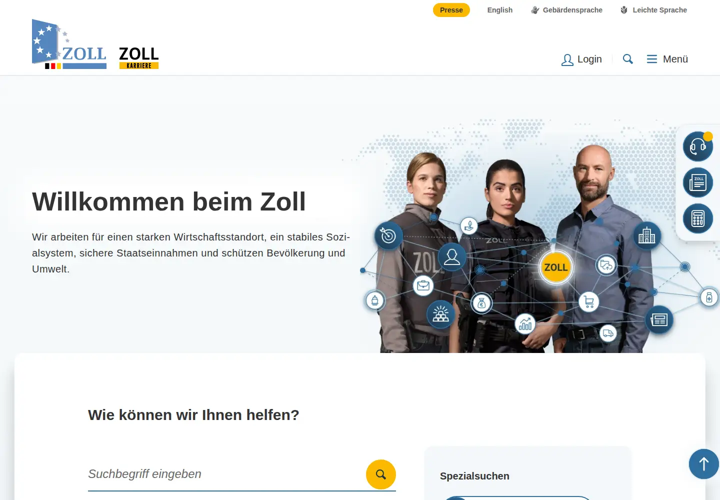 Captured homepage of zoll.de in the current scan