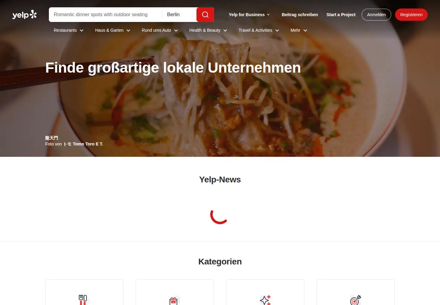 Screenshot of yelp.de