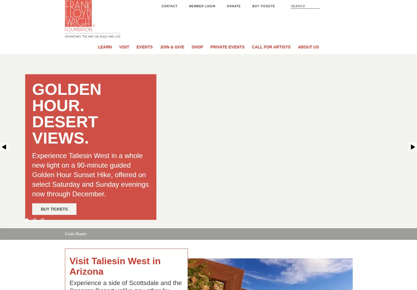 Captured homepage of franklloydwright.org in the current scan