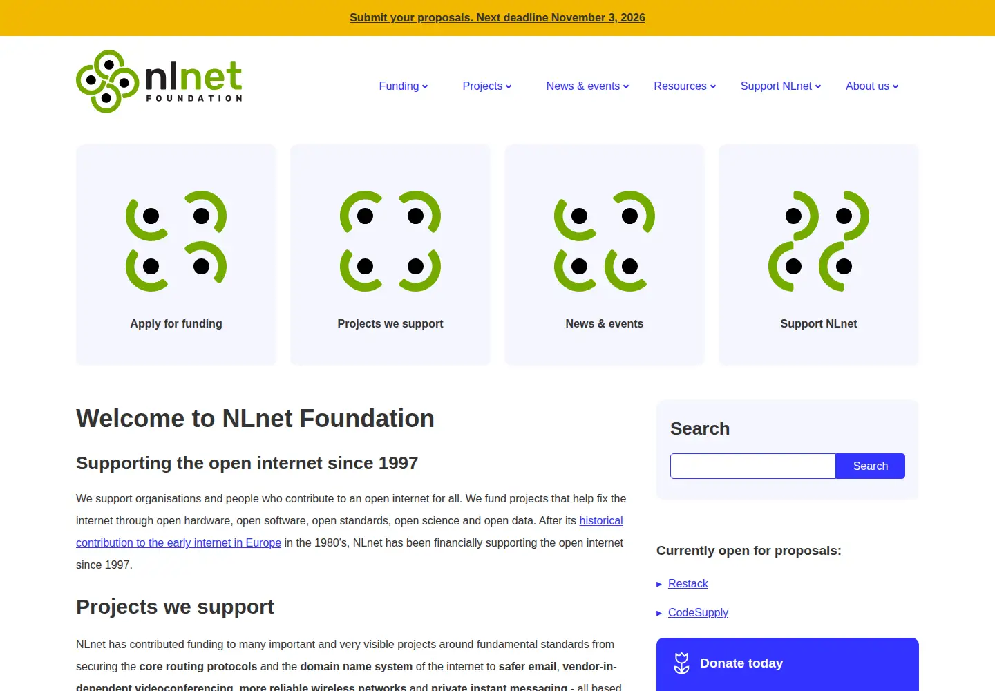 Captured homepage of nlnet.nl in the current scan