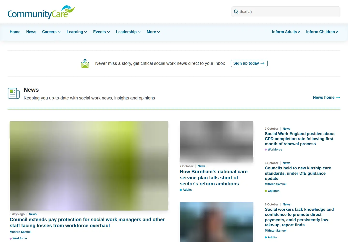 Screenshot of communitycare.co.uk