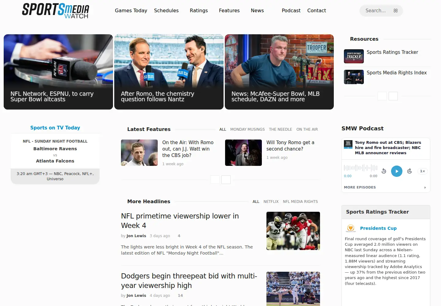 Screenshot of sportsmediawatch.com