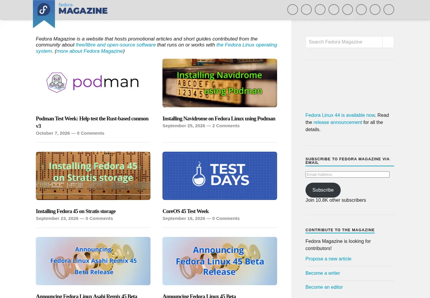 Screenshot of fedoramagazine.org