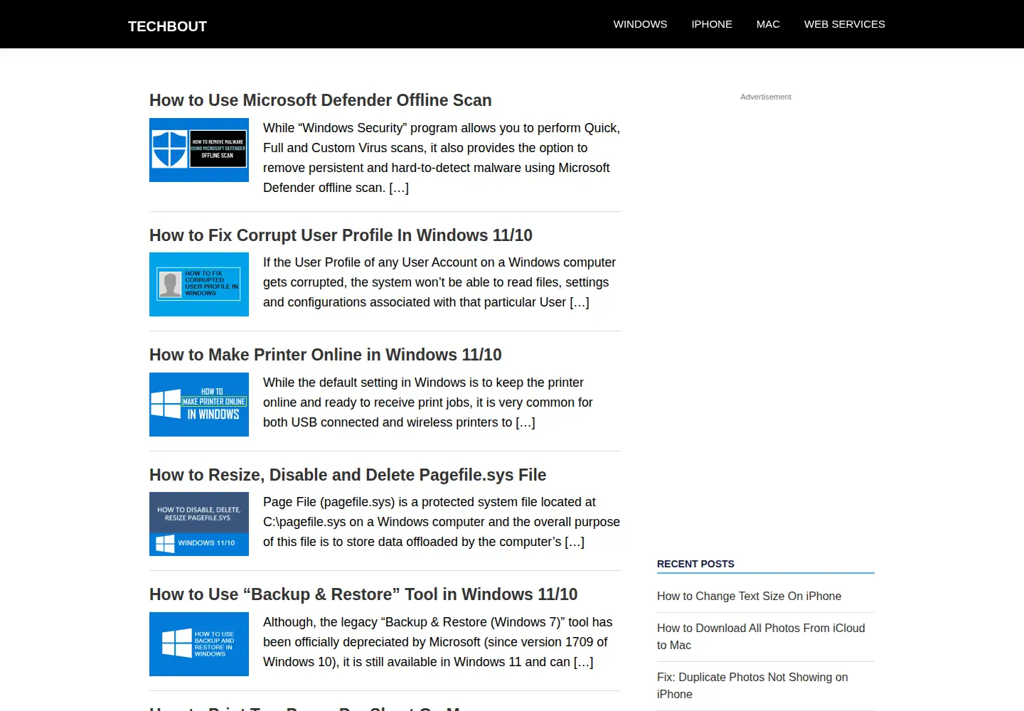Screenshot of techbout.com