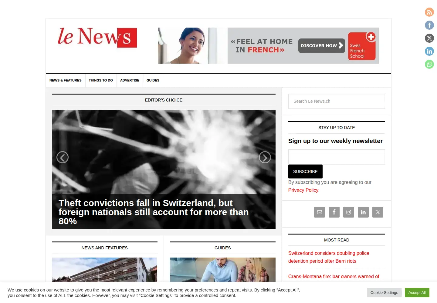 Captured homepage of lenews.ch in the current scan