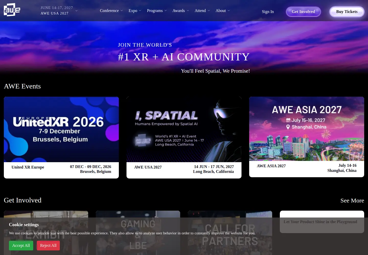 Captured homepage of awexr.com in the current scan