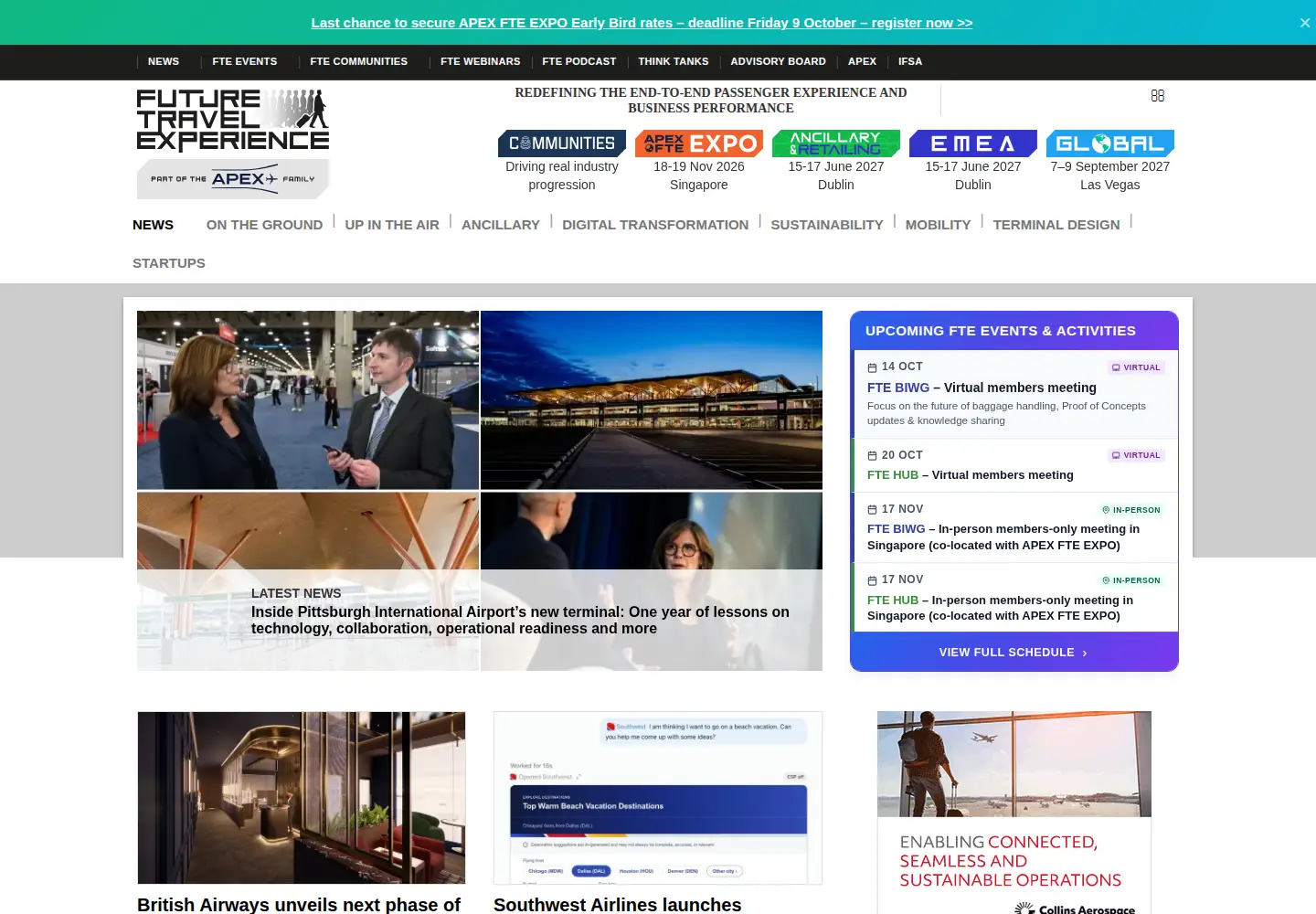 Captured homepage of futuretravelexperience.com in the current scan