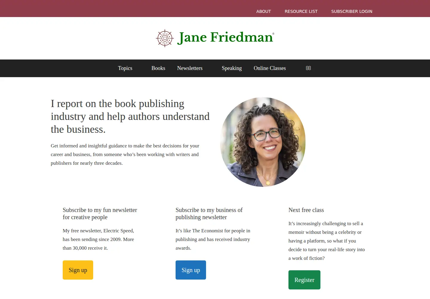 Screenshot of janefriedman.com