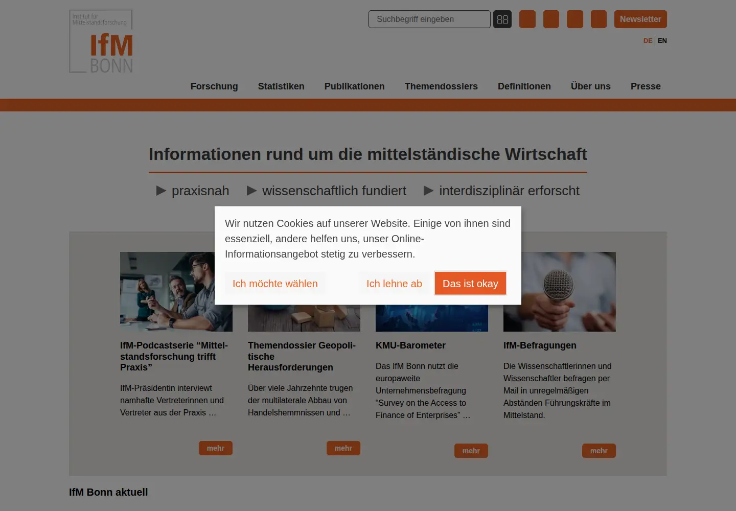 Captured homepage of ifm-bonn.org in the current scan