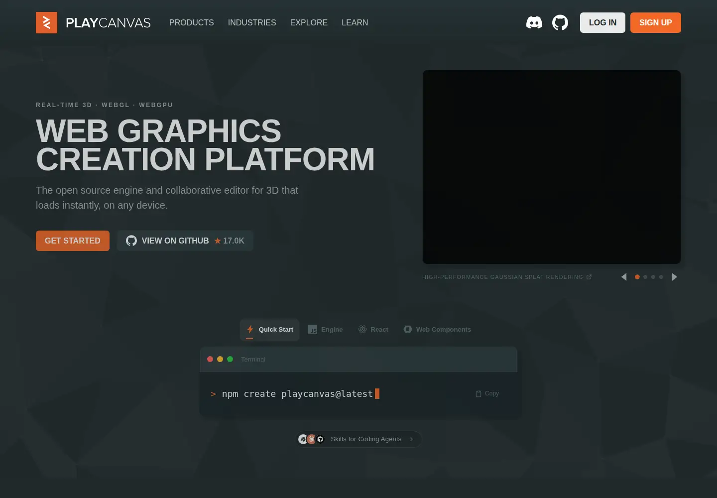 Captured homepage of playcanvas.com in the current scan