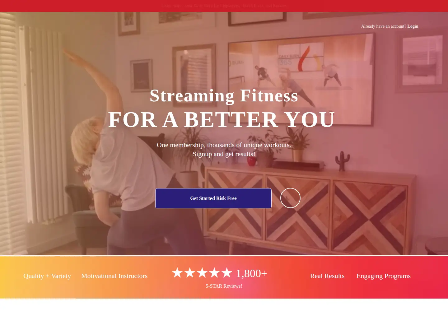 Screenshot of dailyburn.com