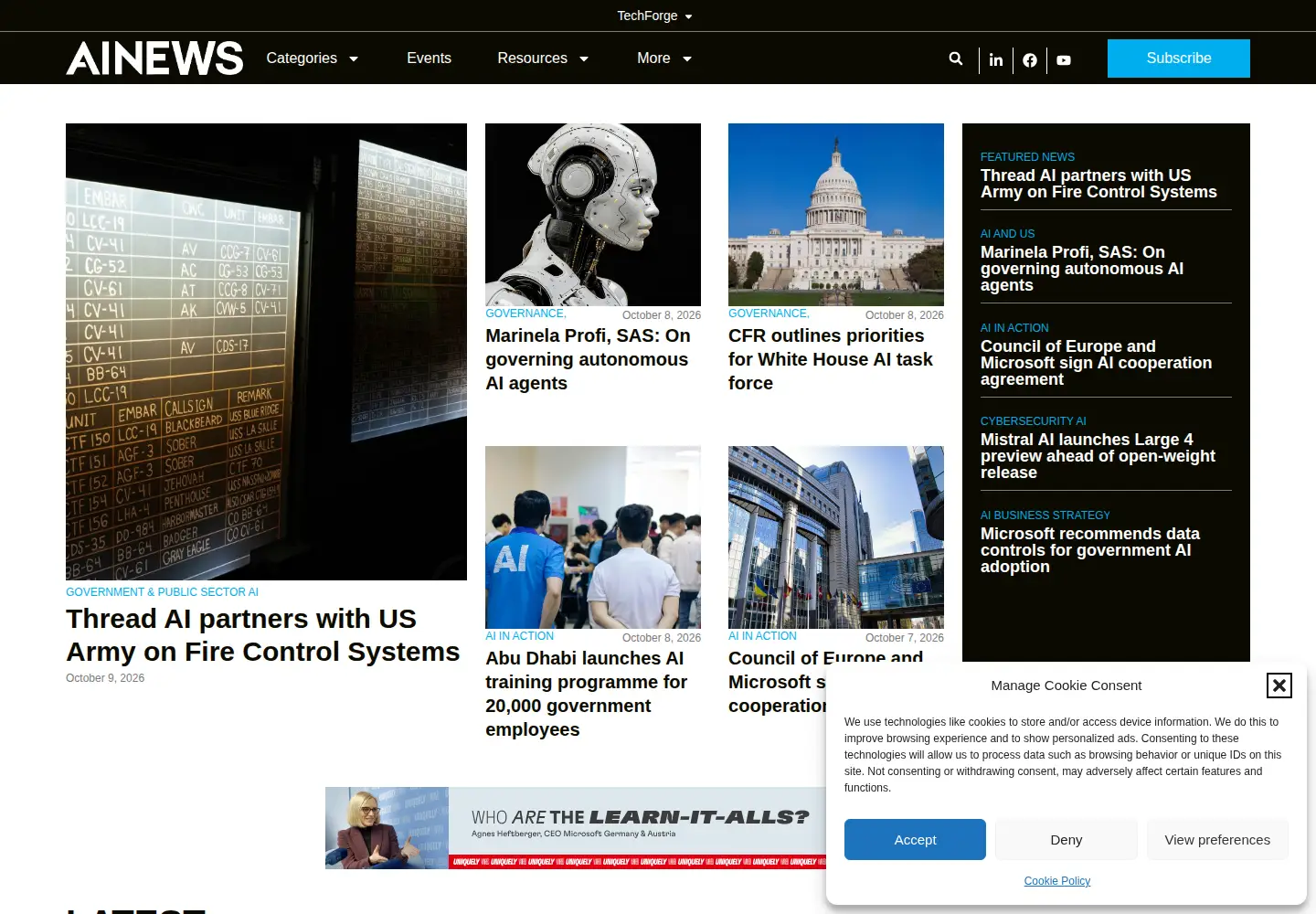 Screenshot of artificialintelligence-news.com
