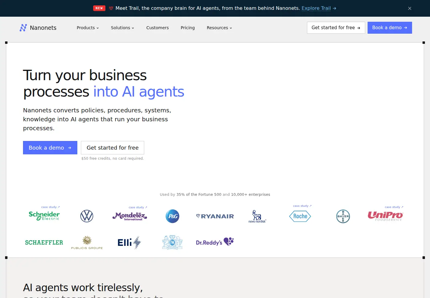 Screenshot of nanonets.com