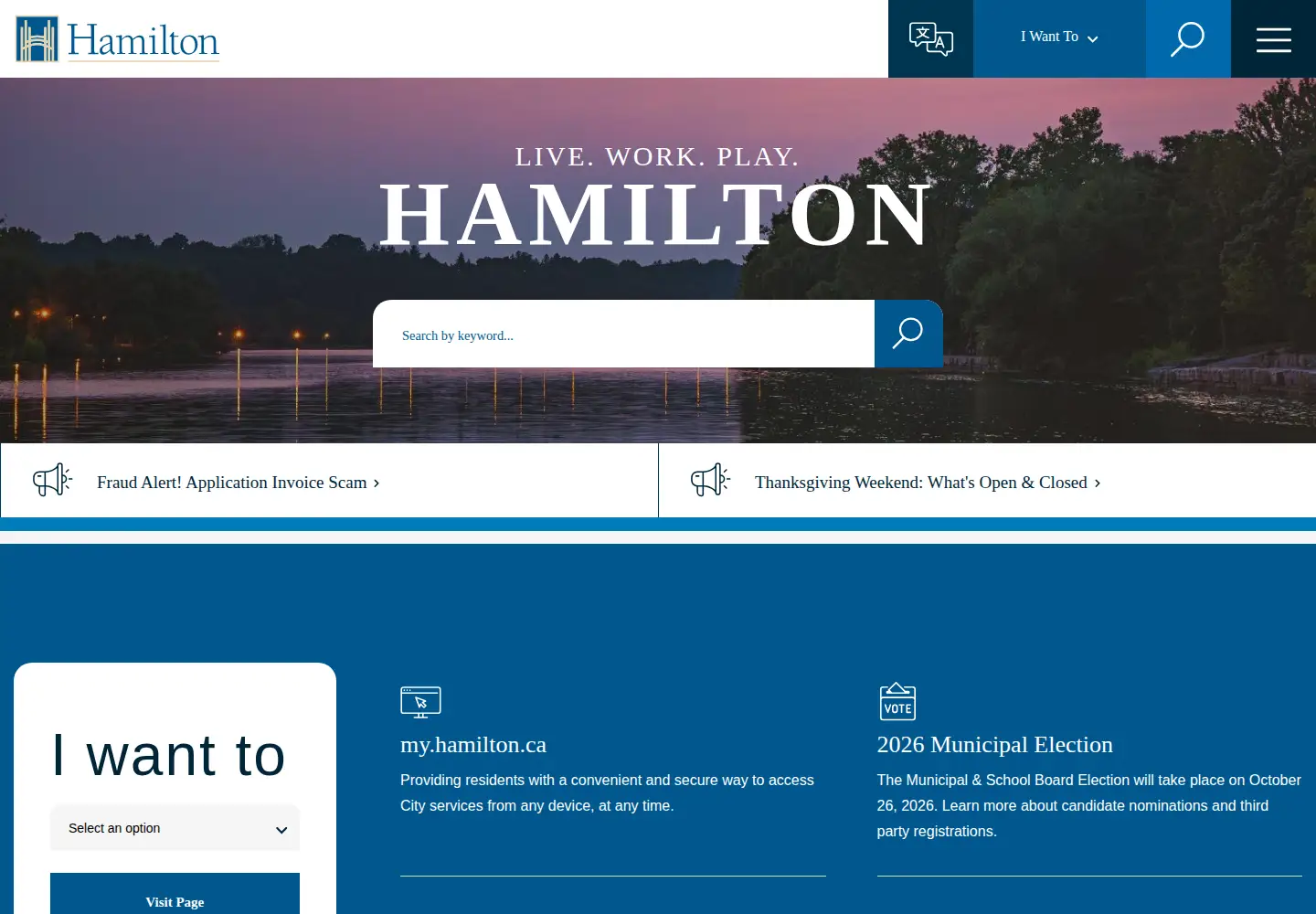 Screenshot of hamilton.ca