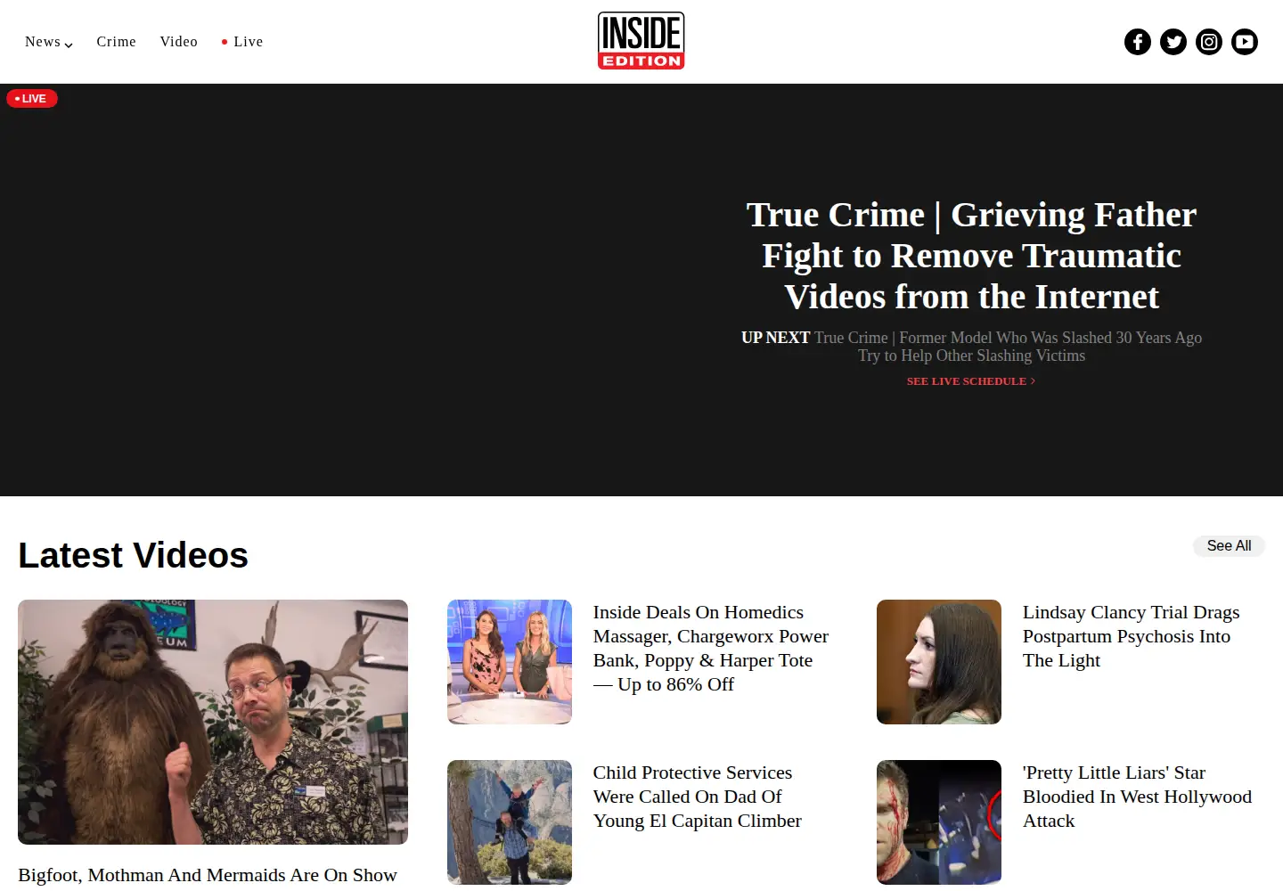 Captured homepage of insideedition.com in the current scan