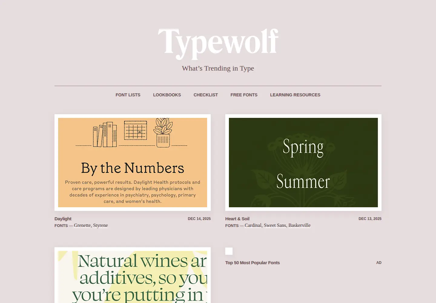 Captured homepage of typewolf.com in the current scan