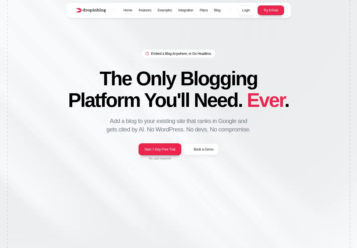 Screenshot of dropinblog.com
