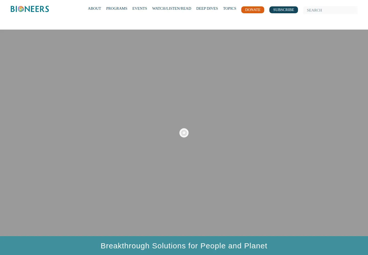 Captured homepage of bioneers.org in the current scan