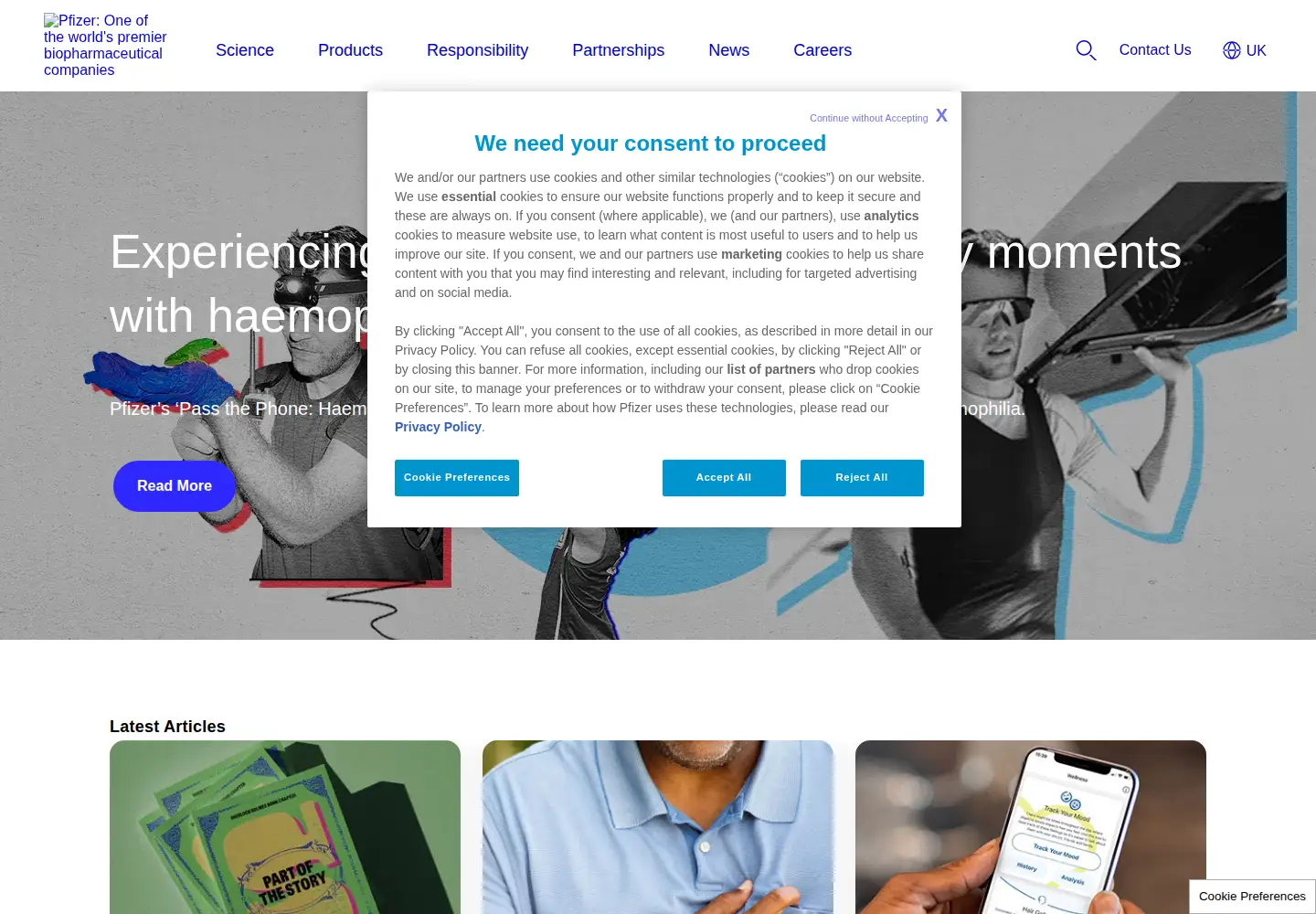 Screenshot of pfizer.co.uk